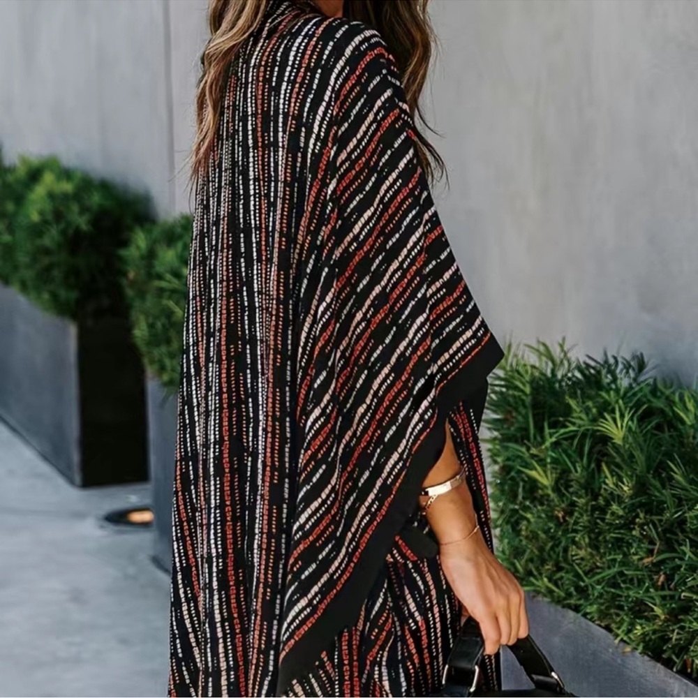 NEW- Striped Multicolor Women's Kimono/ Beach Coverup/ loungewear - Picture 3 of 11
